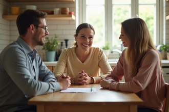 Conseiller familial aidant deux parents à la maison