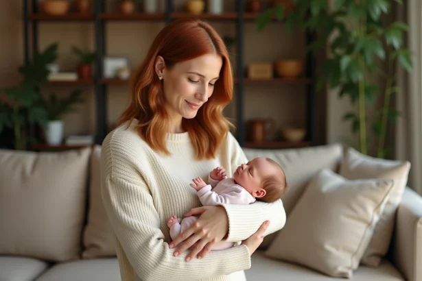 Collectionneuse tenant délicatement un bébé reborn en silicone dans un salon cosy