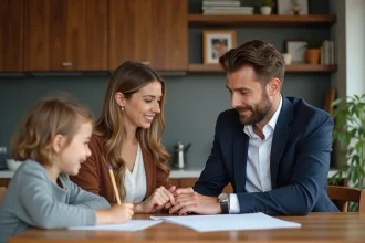 Famille dans une cuisine chaleureuse et moderne