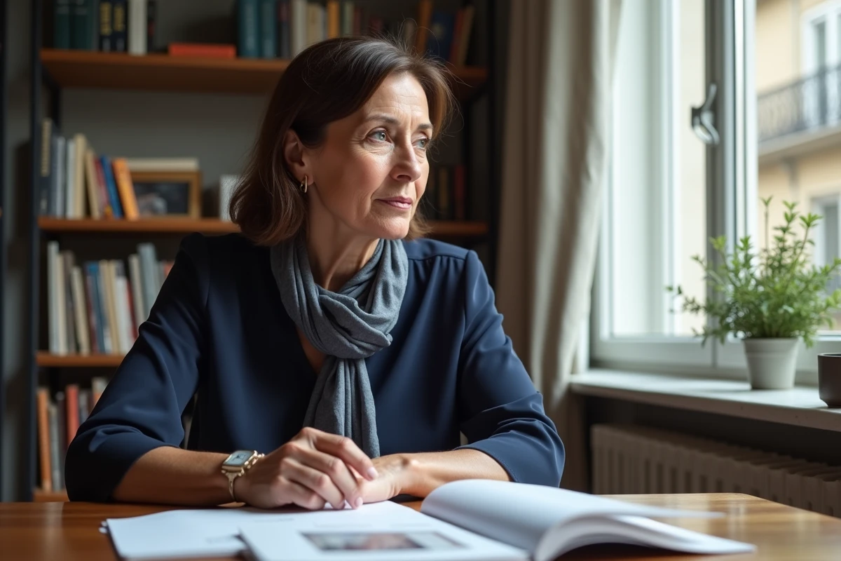 Femme politique française dans un intérieur parisien élégant