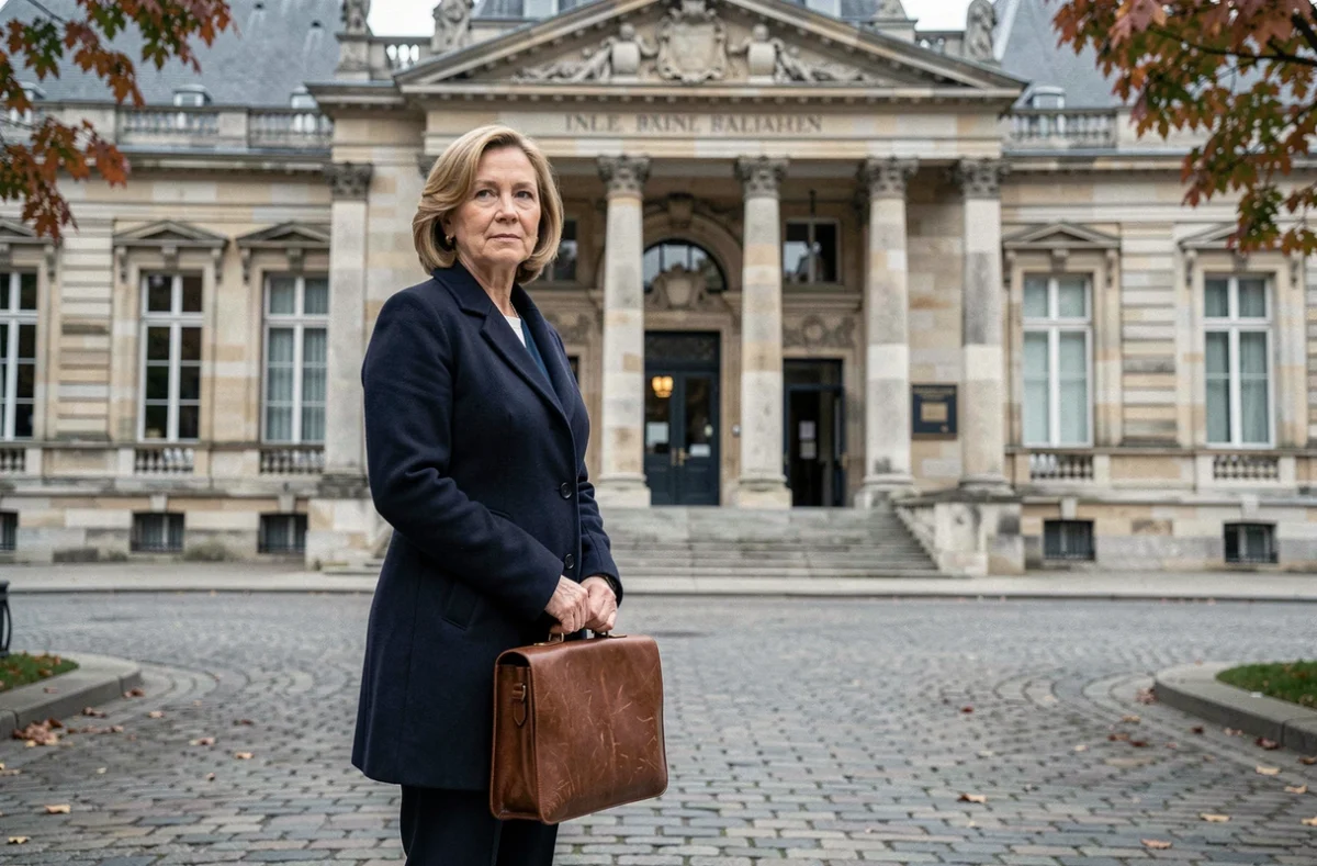 Journaliste devant un palais de justice français illustrant les enjeux juridiques de la protection de la vie privée