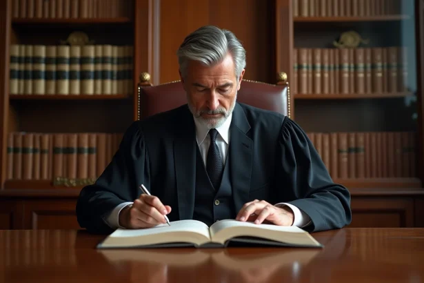 Juge homme en costume dans une cour de justice