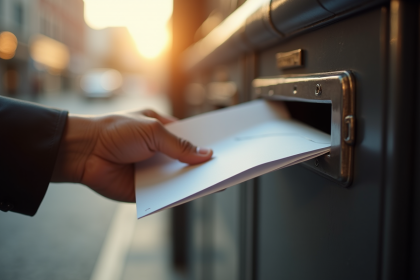 Main glissant une lettre confidentielle dans une boîte aux lettres