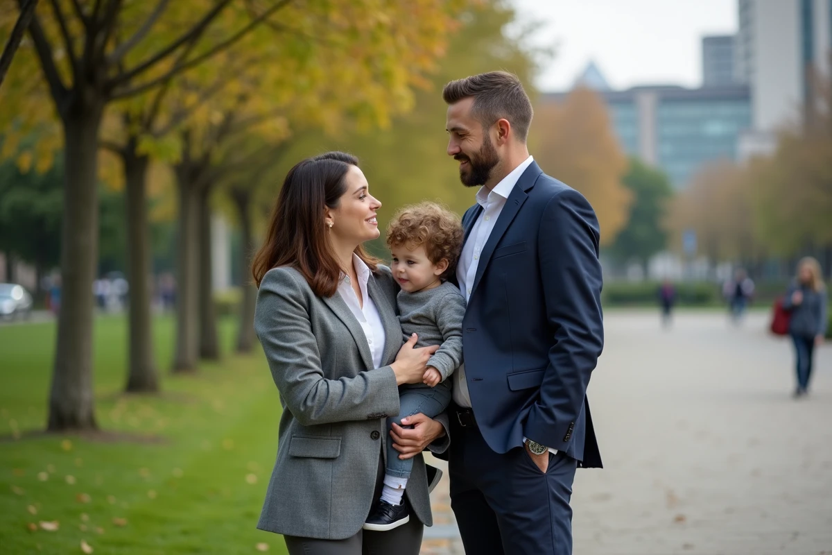 Famille dans un parc en pleine nature